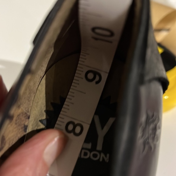 FLY LONDON Black Leather Wedge Shoe with Gold Bead Detail - Picture 12 of 13